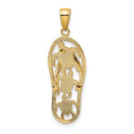 Załaduj obraz do przeglądarki galerii, 14k Yellow Gold Enamel Flip Flop Slipper Sandal Turtles Pendant Charm
