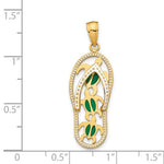 Załaduj obraz do przeglądarki galerii, 14k Yellow Gold Enamel Flip Flop Slipper Sandal Turtles Pendant Charm
